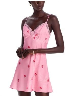 NEW! LoveShackFancy Larinda Pink Floral Slip Mini Dress
